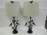 Pair Of 26" Tall Metal Decor Bird Table Lamps