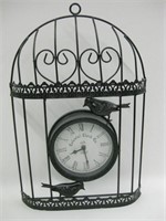 Wire Birdcage Style Wall Hanging Clock - 17" Tall