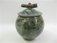 Signed Hand Crafted Lidded Stoneware Jar