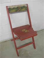 Vintage Painted Wood Folding Chair