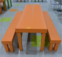 [S] ~ Solid Wood Table ~ 30" x 98" w/ (2) Matching