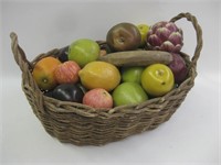 Willow Basket w/ Faux Fruit & Vegetables