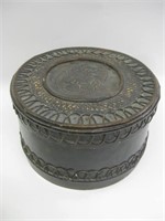 Lacquered Wood Lidded Box w/ Copper Plaque