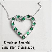 Sterling Silver Simulated Emerald 18" Necklace