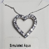 Sterling Silver Simulated Aquamarine Necklace