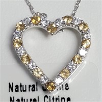 Sterling Silver Natural Citrine 18" Necklace