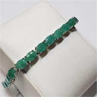 Sterling Silver Emerald (14.2ct) Bracelet