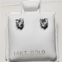 10K White Gold  CZ Earrings
