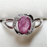 Sterling Silver Ruby (1.5ct) CZ Ring