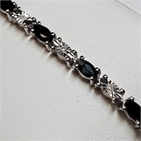 Sterling Silver Sapphire & Diamond Bracelet