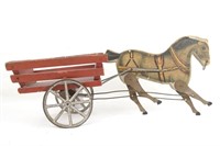 Wood Decal Horse with Cart Mechanical Legs