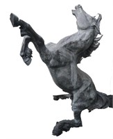 After Antoine Louis Barye Monumental Bronze Horse