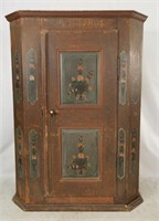 Handpainted Antique Swedish one door cupboard