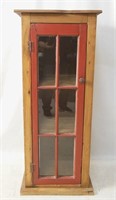 Rustic paneled glass door cabinet