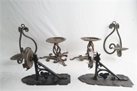 Assorted Wrought Iron Candleholders - 3 pair