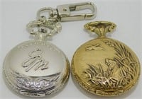 Lot of 2 Hunting-Case Pocket Watches: Gold-Tone