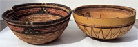 Sweet grass basket, wooden bowl ( cracked )Indian