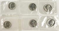 Lot of 6 Proof Roosevelt Silver Dimes.