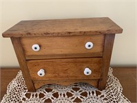 SMALL PRIMITIVE WOOD 2 DRAWER CABINET