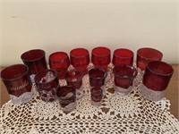 LOT OF RUBY GLASS SOUVENIR GLASSES EARLY 1900'S