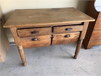 PRIMITIVE FARMHOUSE TABLE WITH 2 DRAWERS
