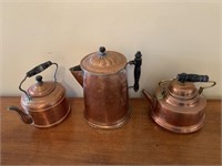 LOT OF 3 COPPER KETTLES