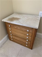 SMALL 6 DRAWER MARBLE TOP CABINET