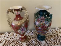PAIR OF OLD VASES WITH FLOWERS