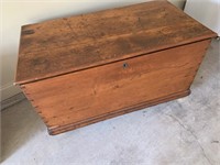 LARGE WOOD TRUNK/CHEST ON WHEELS