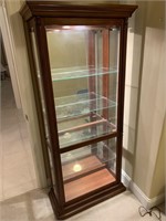 LIGHTED CURIO CABINET WITH GLASS SIDES AND FRONT
