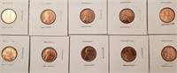 (10) 1955 Lincoln Wheat Cents, All BU