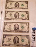 (4) Series of 2013 $2 Star Notes **