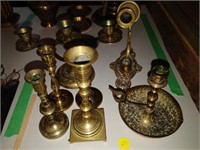 lot of brass candle holders