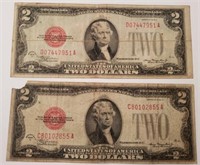 (2) $2 Red Seal Notes, Series of 1928-D