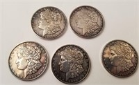 (5) Replica Rare Morgan Silver Dollars