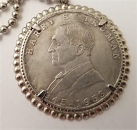 1953 Harry S. Truman Commemorative Coin Necklace