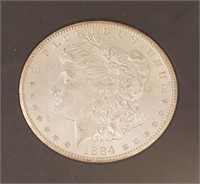 1884-CC Morgan Silver Dollar, Graded ANACS MS64