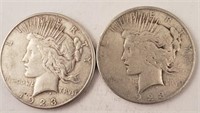 (2) 1923-S Peace Silver Dollars **
