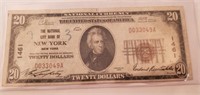 1929 $20 National City Bank of New York