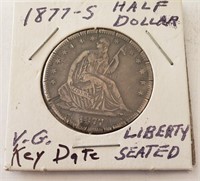 1877-S Seated Liberty 1/2 Dollar, Hand notched