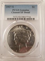 1927-S Peace Silver Dollar, Graded PCGS Cleaned-XF