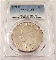 1972-D Eisenhower Dollar, Graded PCGS MS62