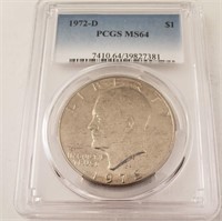 1972-D Eisenhower Dollar, Graded PCGS MS64