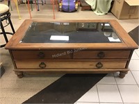 Glass Top Coffee Table with Drawers