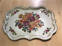 Vintage Metal Tole Hand Painted Tray