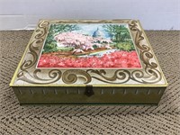 Vintage Tin Box with Flip Open Top