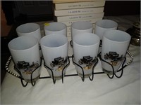 8 Packard glasses  and holder