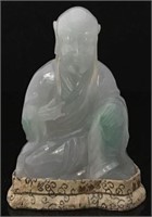 Fine Green Chinese Jadeite Figure of Buddha.