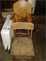 vintage highchair wooden chair and baby gates