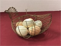 Wire Chicken Basket with Plastic Eggs